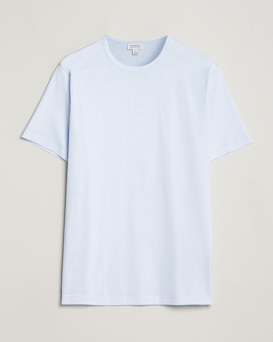 Herren | T-Shirts | Sunspel | Crew Neck Cotton Tee Light Blue