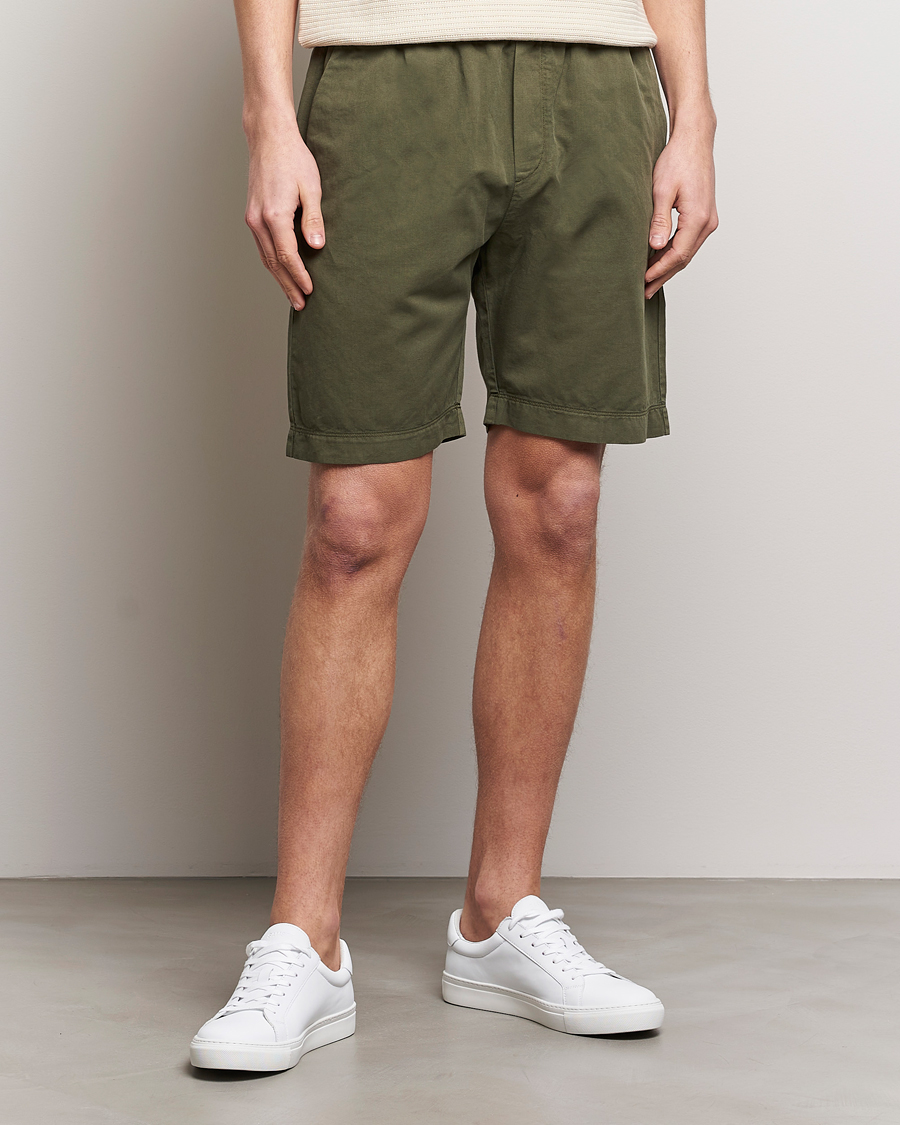 Herren | Kleidung | Sunspel | Cotton/Linen Drawstring Shorts Khaki
