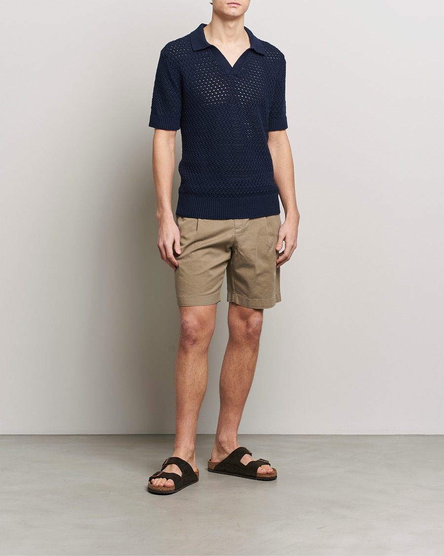 Herren | Shorts | Sunspel | Pleated Stretch Cotton Twill Shorts Dark Stone