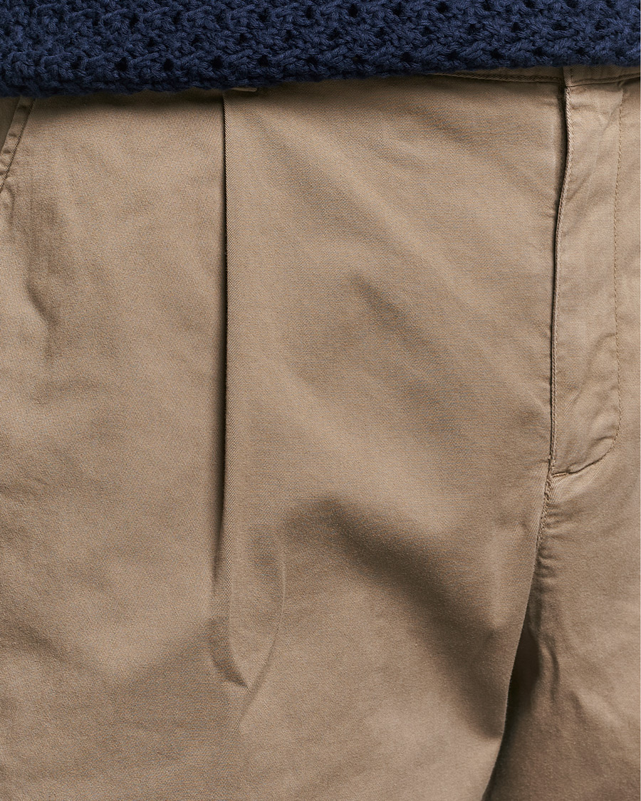 Herren | Shorts | Sunspel | Pleated Stretch Cotton Twill Shorts Dark Stone