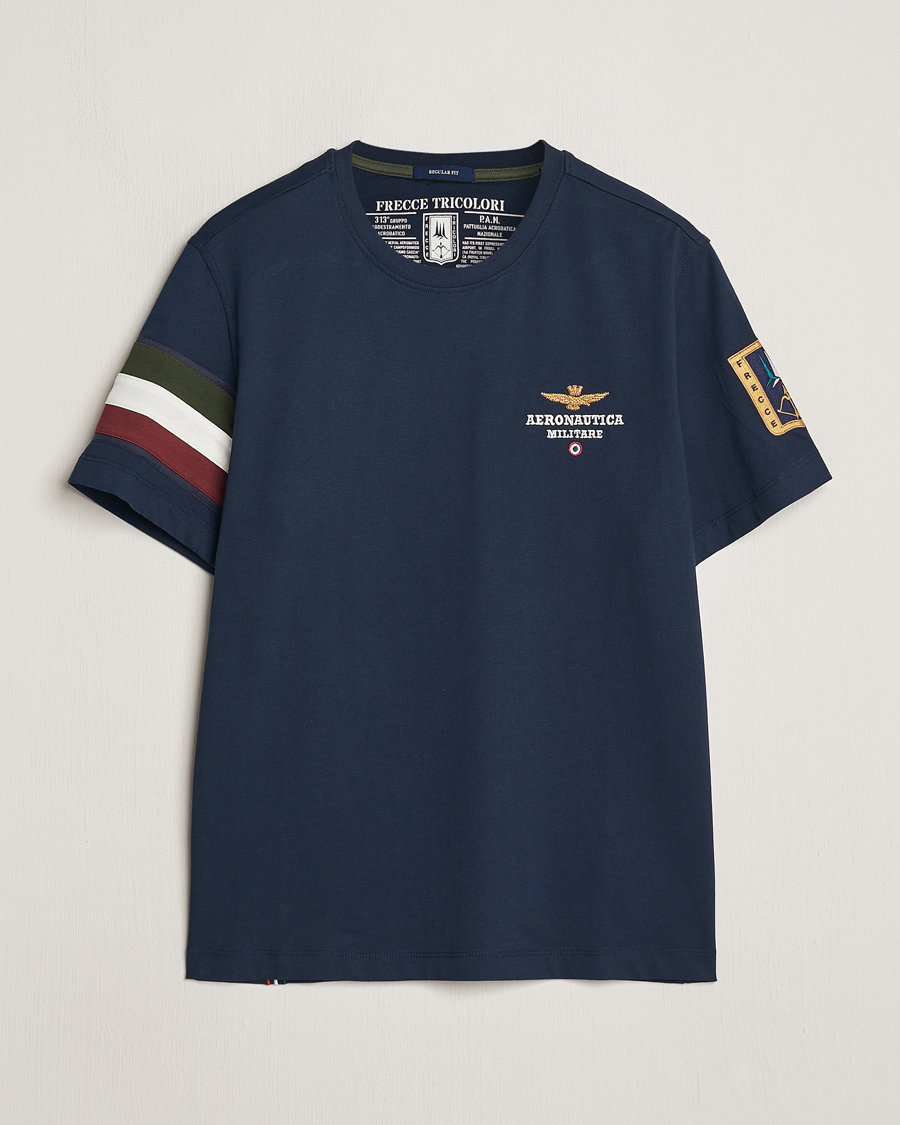 Herren | T-Shirts | Aeronautica Militare | Tricolori Crew Neck T-Shirt Navy