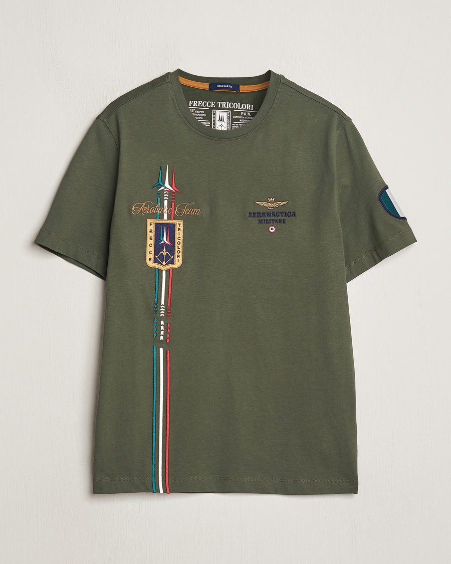 Herren | T-Shirts | Aeronautica Militare | Tricolori Crew Neck T-Shirt Verde Green