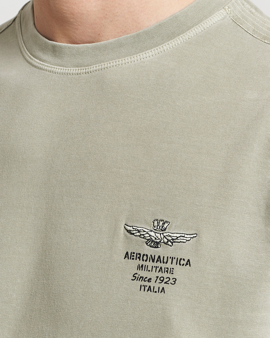 Herren | T-Shirts | Aeronautica Militare | Washed Crew Neck T-Shirt Sage Green
