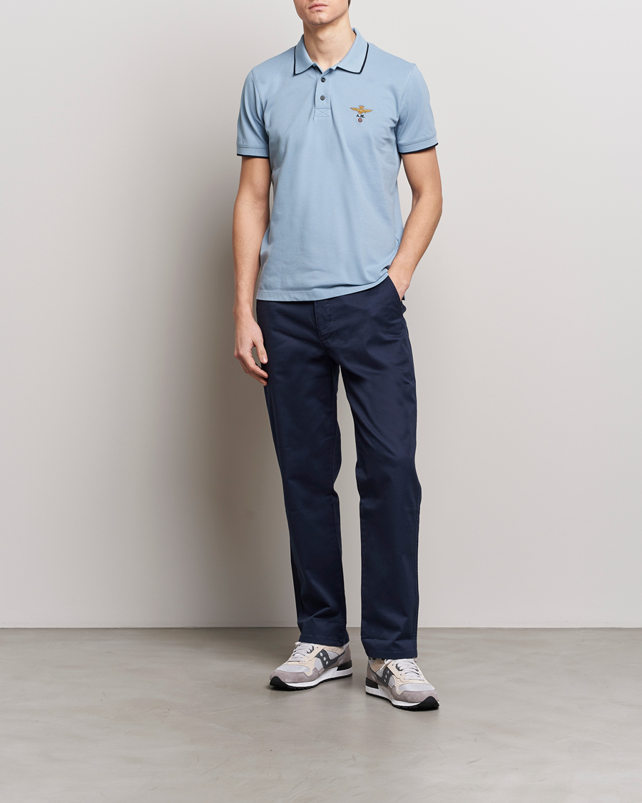 Herren | Poloshirts | Aeronautica Militare | Garment Dyed Cotton Polo Glacier Blue