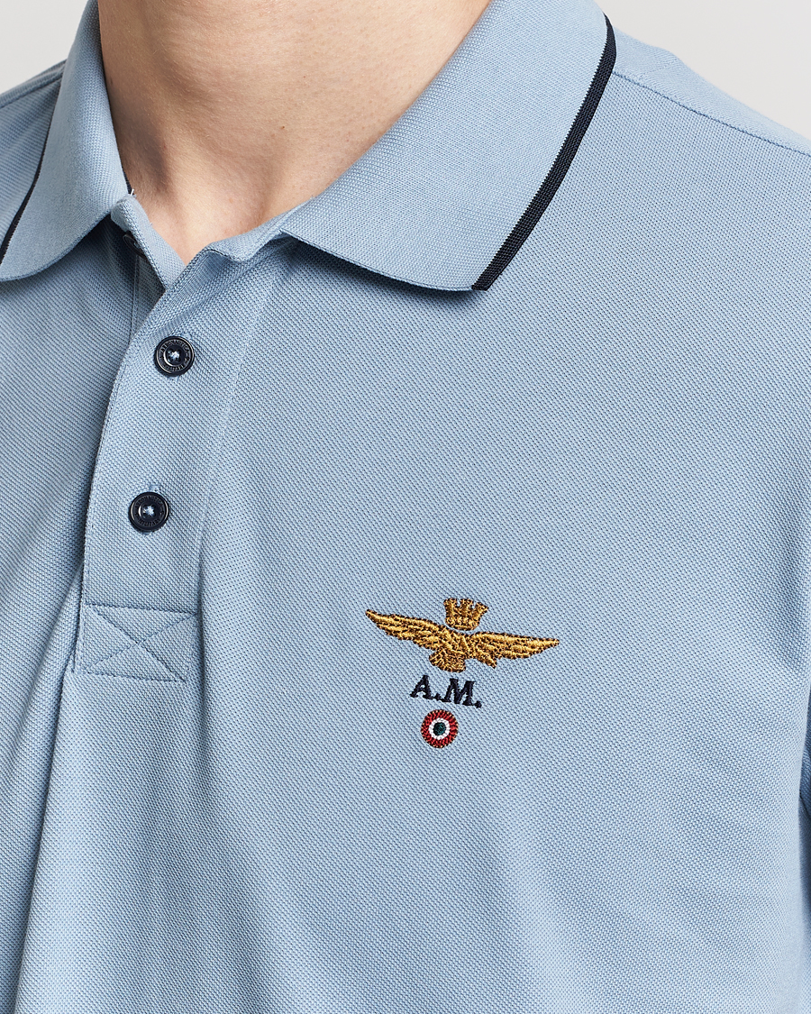 Herren | Poloshirts | Aeronautica Militare | Garment Dyed Cotton Polo Glacier Blue