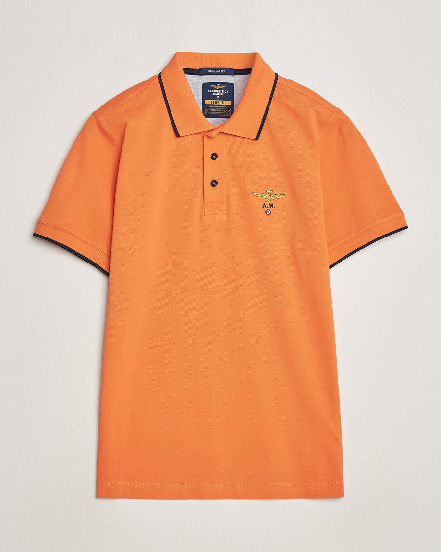 Herren | Poloshirts | Aeronautica Militare | Garment Dyed Cotton Polo Carrot Orange