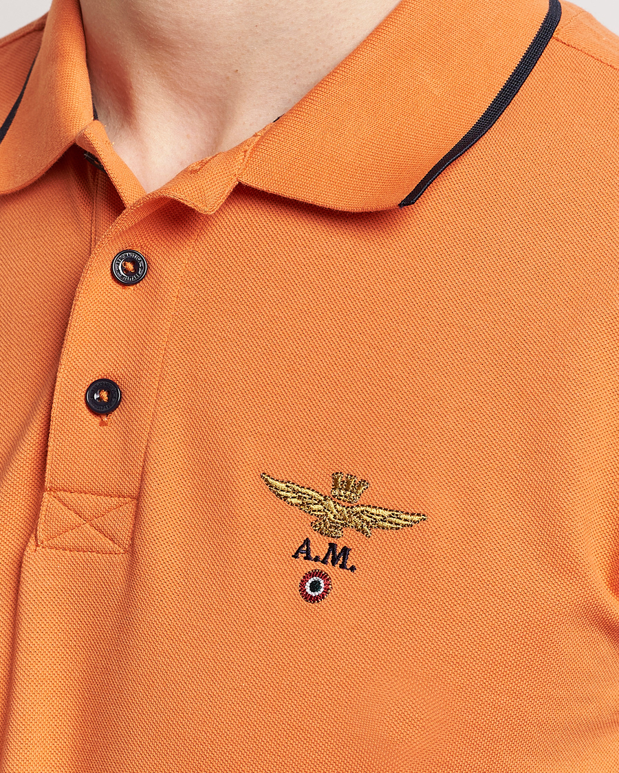 Herren | Poloshirts | Aeronautica Militare | Garment Dyed Cotton Polo Carrot Orange