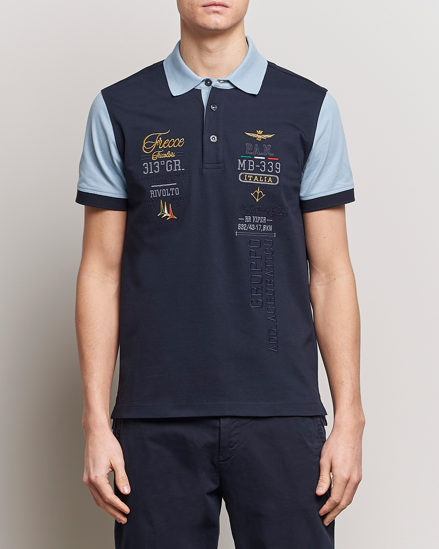 Men | Polo Shirts | Aeronautica Militare | Heritage Polo Navy/Glacier Blue