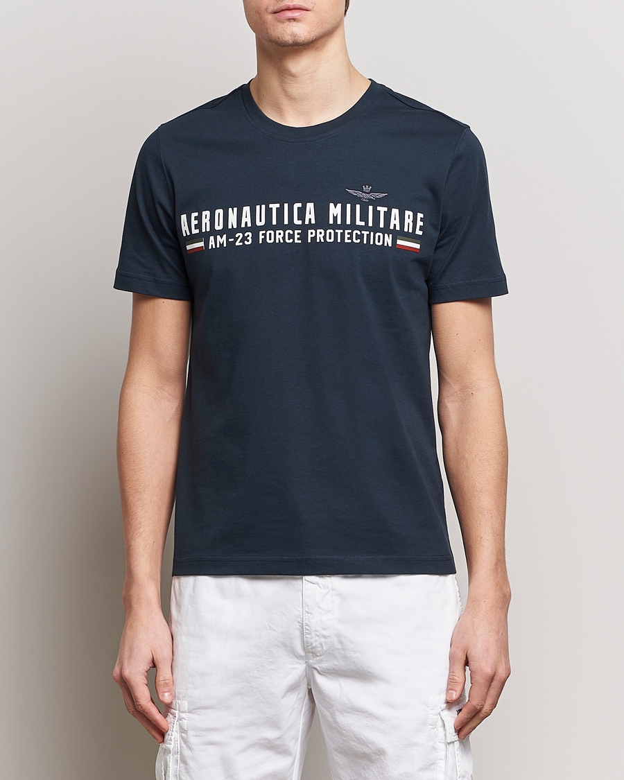Herren | Sale | Aeronautica Militare | Logo Crew Neck T-Shirt Navy