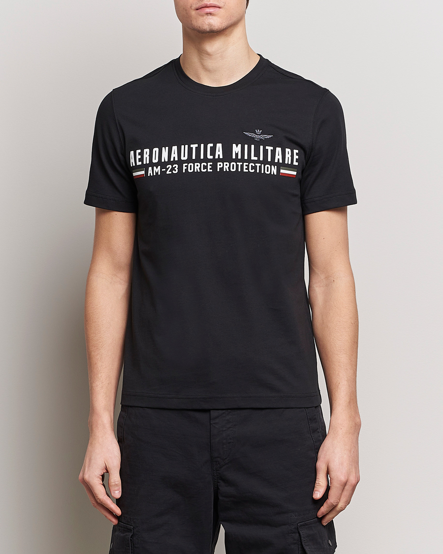 Men | T-Shirts | Aeronautica Militare | Logo Crew Neck T-Shirt Jet Black