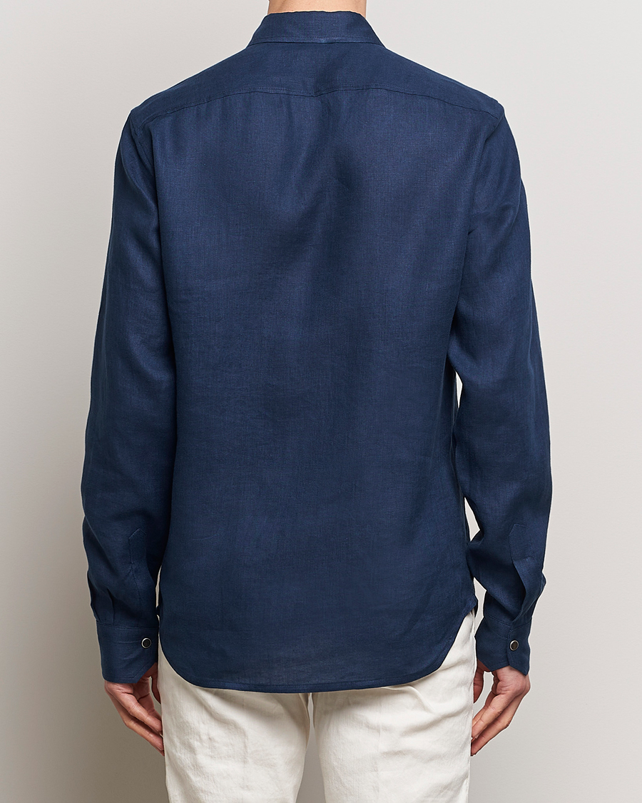 Herren | Hemden | Kiton | Pure Linen Overshirt Dark Blue