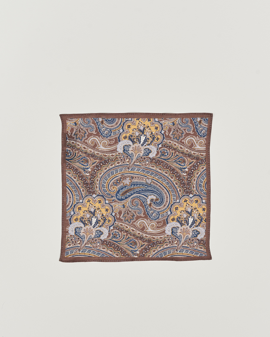 Herren | Amanda Christensen Box Set Printed Linen 8cm Tie With Pocket Square Brown | Amanda Christensen | Box Set Printed Linen 8cm Tie With Pocket Square Brown