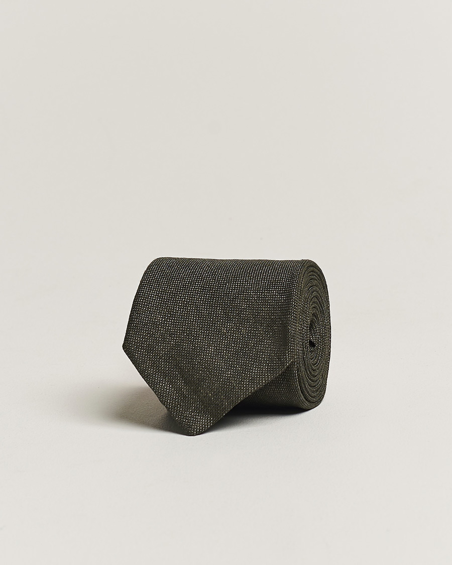 Herren | Krawatten | Amanda Christensen | Amanda ChristensenHopsack Linen 8cm TieDark Olive
