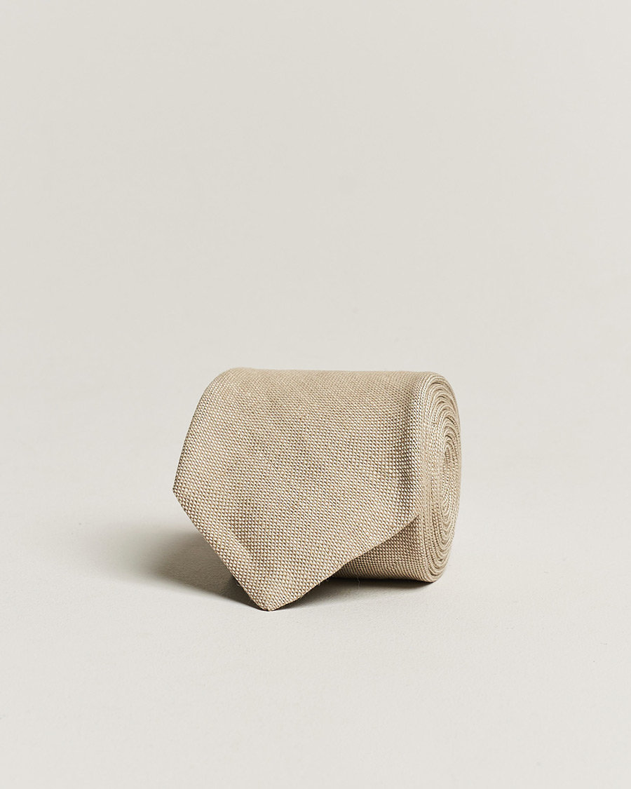 Herren | Amanda Christensen Hopsack Linen 8cm Tie Sand | Amanda Christensen | Amanda ChristensenHopsack Linen 8cm TieSand
