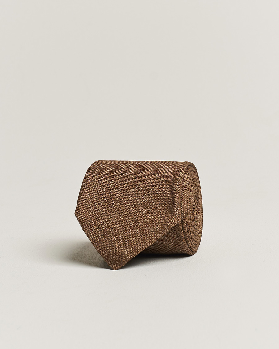 Herren | Krawatten | Amanda Christensen | Amanda ChristensenHopsack Linen 8cm TieBrown