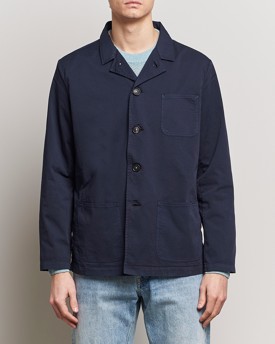 Herr | Skjortor | Massimo Alba | Florida Stone Washed Shirt Jacket Navy