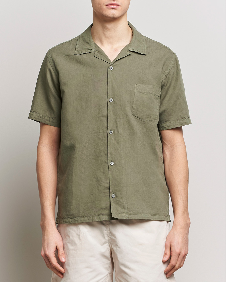 Herren | Hemden | Colorful Standard | Cotton/Linen Short Sleeve Shirt Dusty Olive