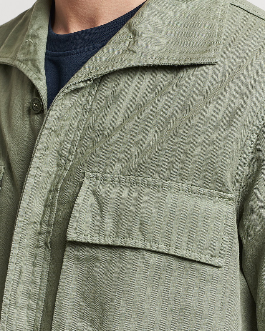 Herren | Jacken | Aspesi | Cotton Herringbone Shirt Jacket Sage