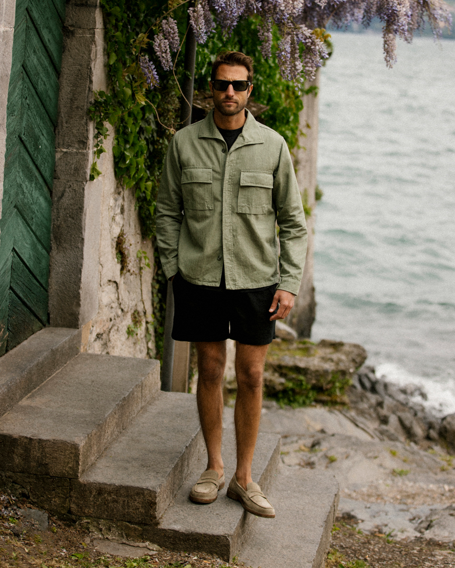 Herren | Jacken | Aspesi | Cotton Herringbone Shirt Jacket Sage