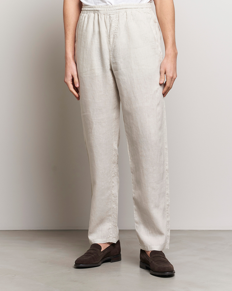 Men | Trousers | Aspesi | Ventura Drawstring Linen Pants Light Beige