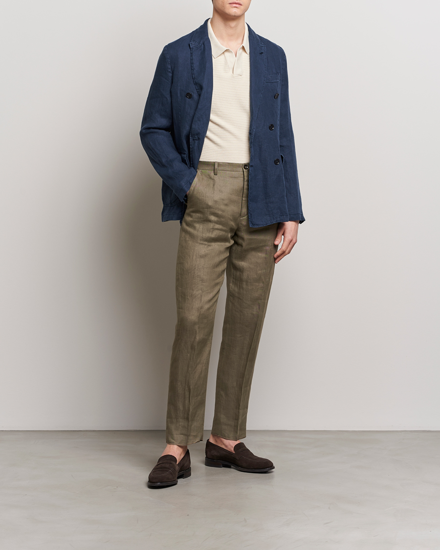 Herren | Sakkos | Aspesi | Sugimoto Double Breasted Hemp Blazer Navy