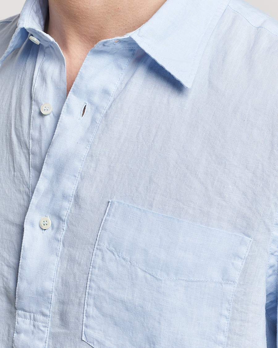 Herren | Hemden | Aspesi | Linen Popover Shirt Light Blue