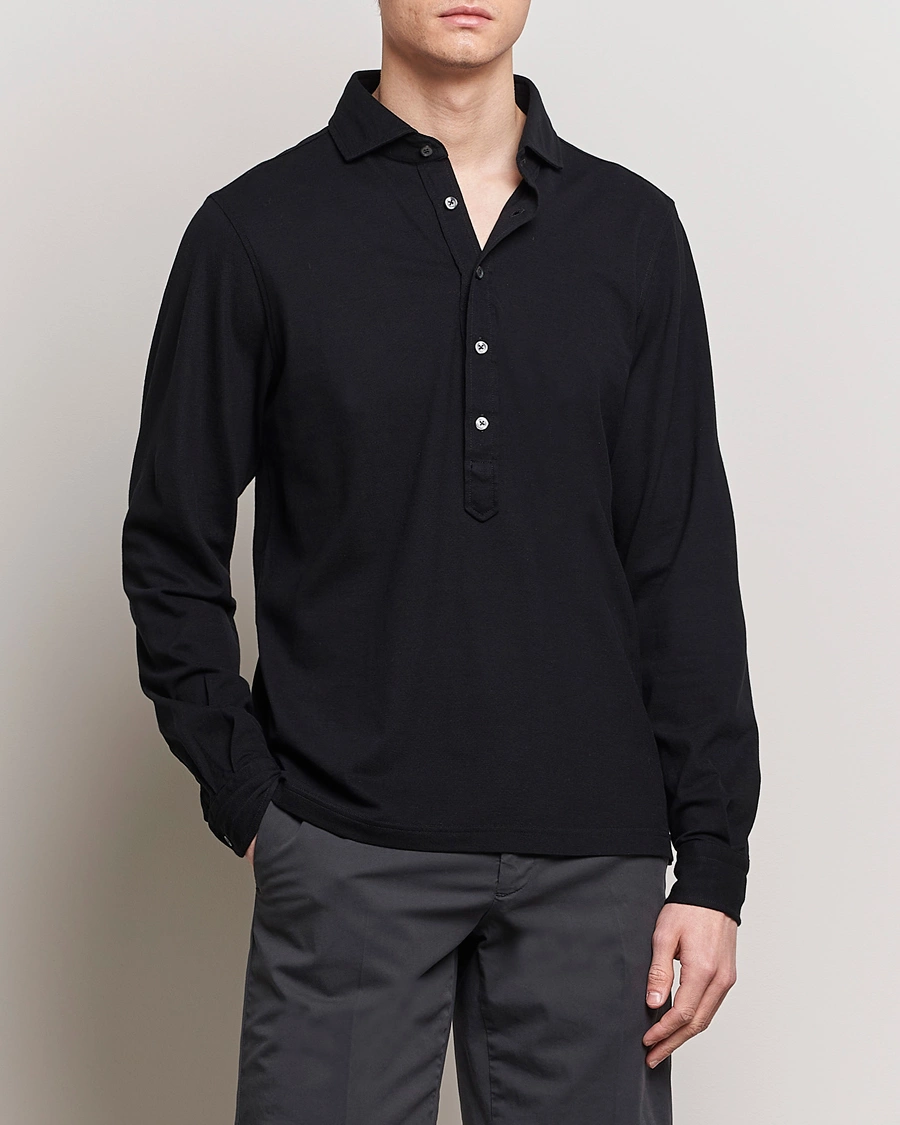 Herren |  | Gran Sasso | Popover Shirt Black