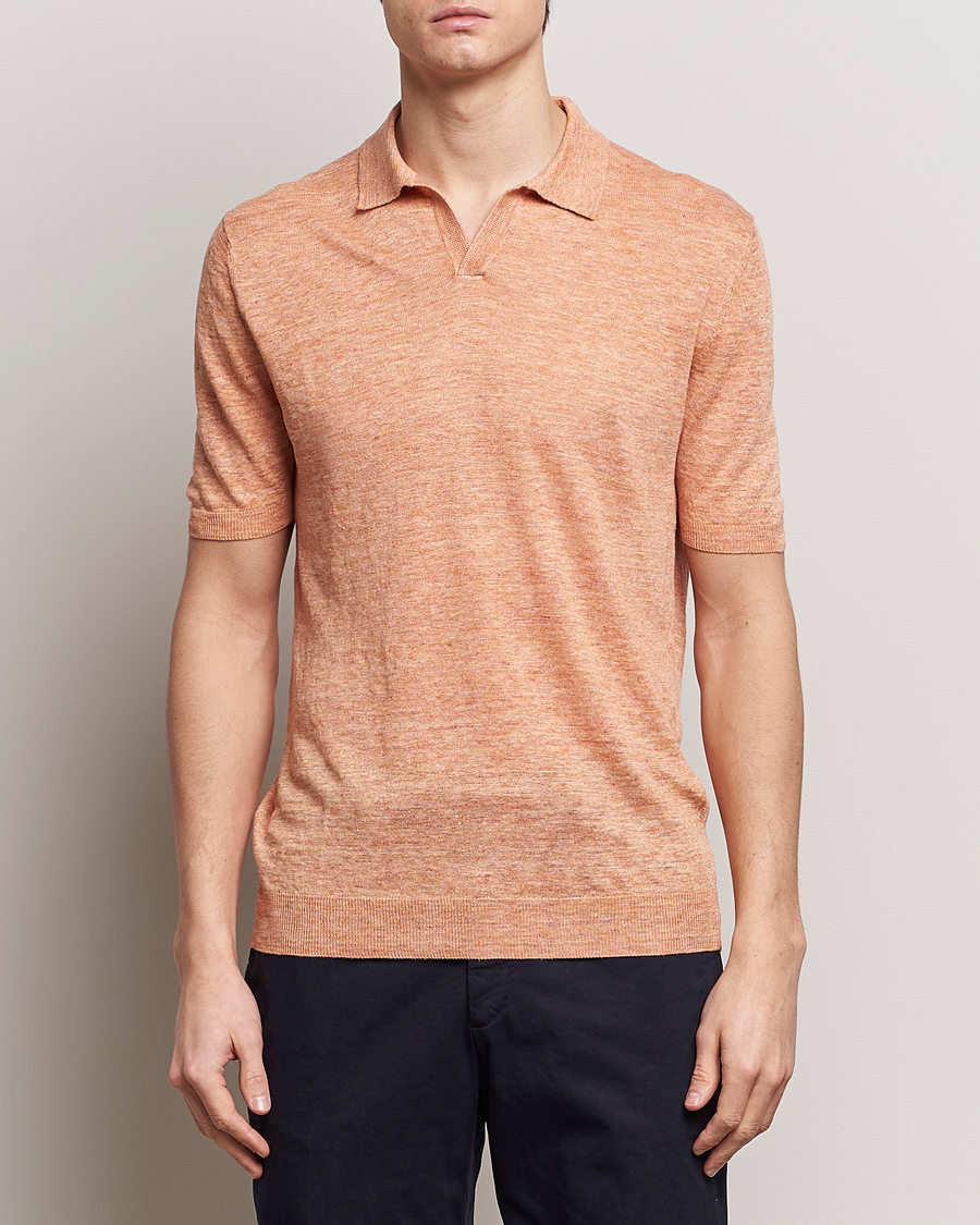 Herren | Poloshirt | Gran Sasso | Knitted Linen Polo Orange