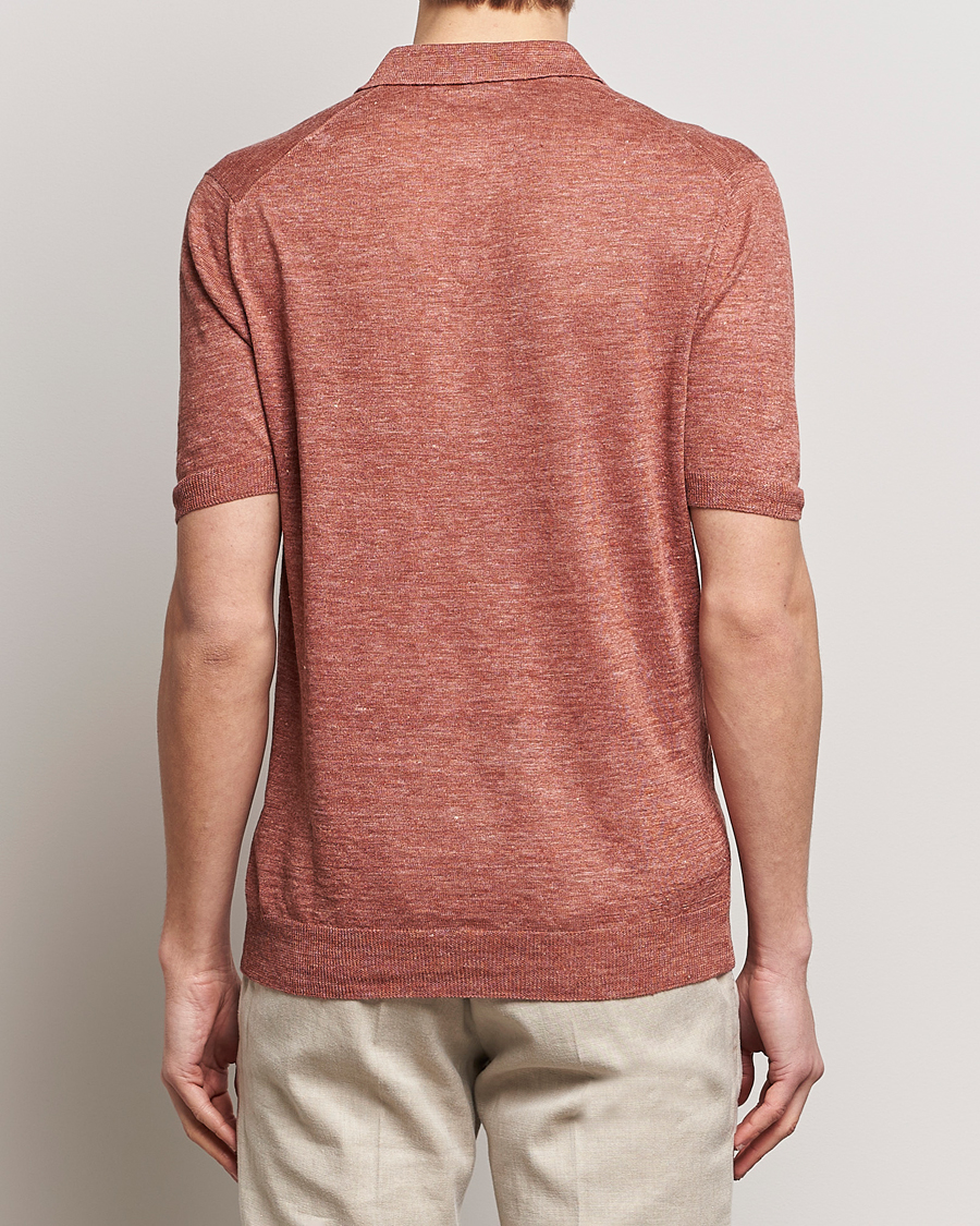 Herren | Poloshirts | Gran Sasso | Knitted Linen Polo Rust Melange