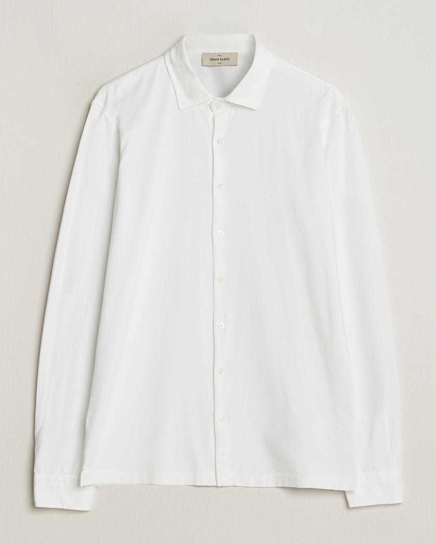 Herren | Hemden | Gran Sasso | Washed Cotton Jersey Shirt White