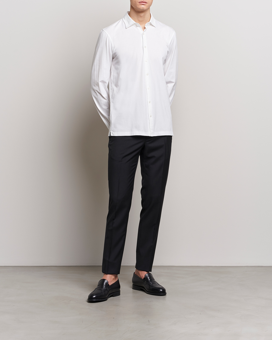 Herren | Hemden | Gran Sasso | Washed Cotton Jersey Shirt White