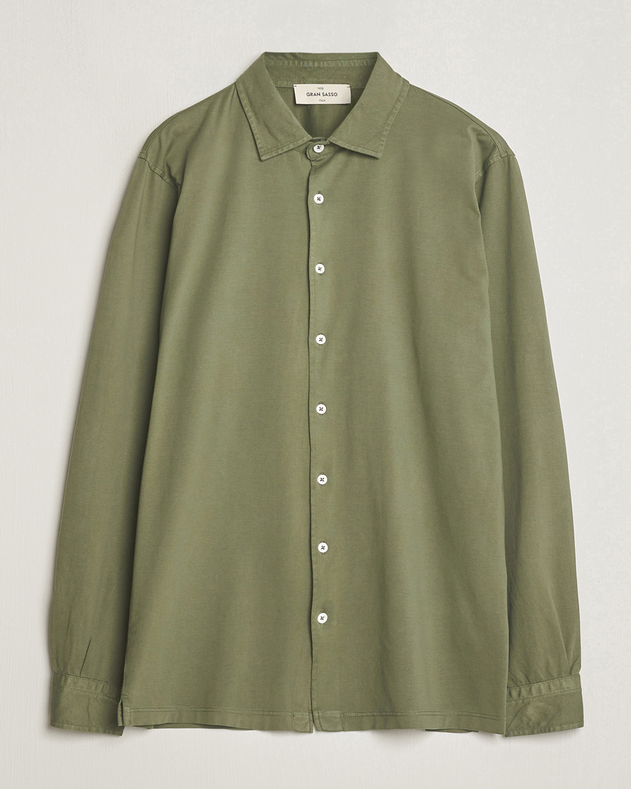 Herren | Hemden | Gran Sasso | Washed Cotton Jersey Shirt Green