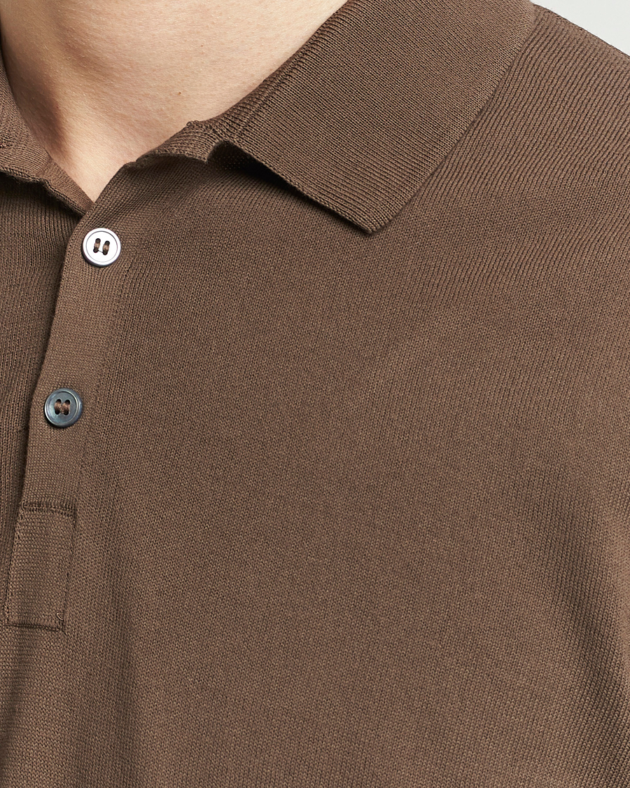 Herren | Poloshirts | Gran Sasso | Cotton Knitted Polo Dark Brown