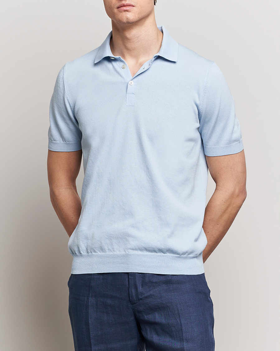 Herren | Poloshirts | Gran Sasso | Cotton Knitted Polo Light Blue