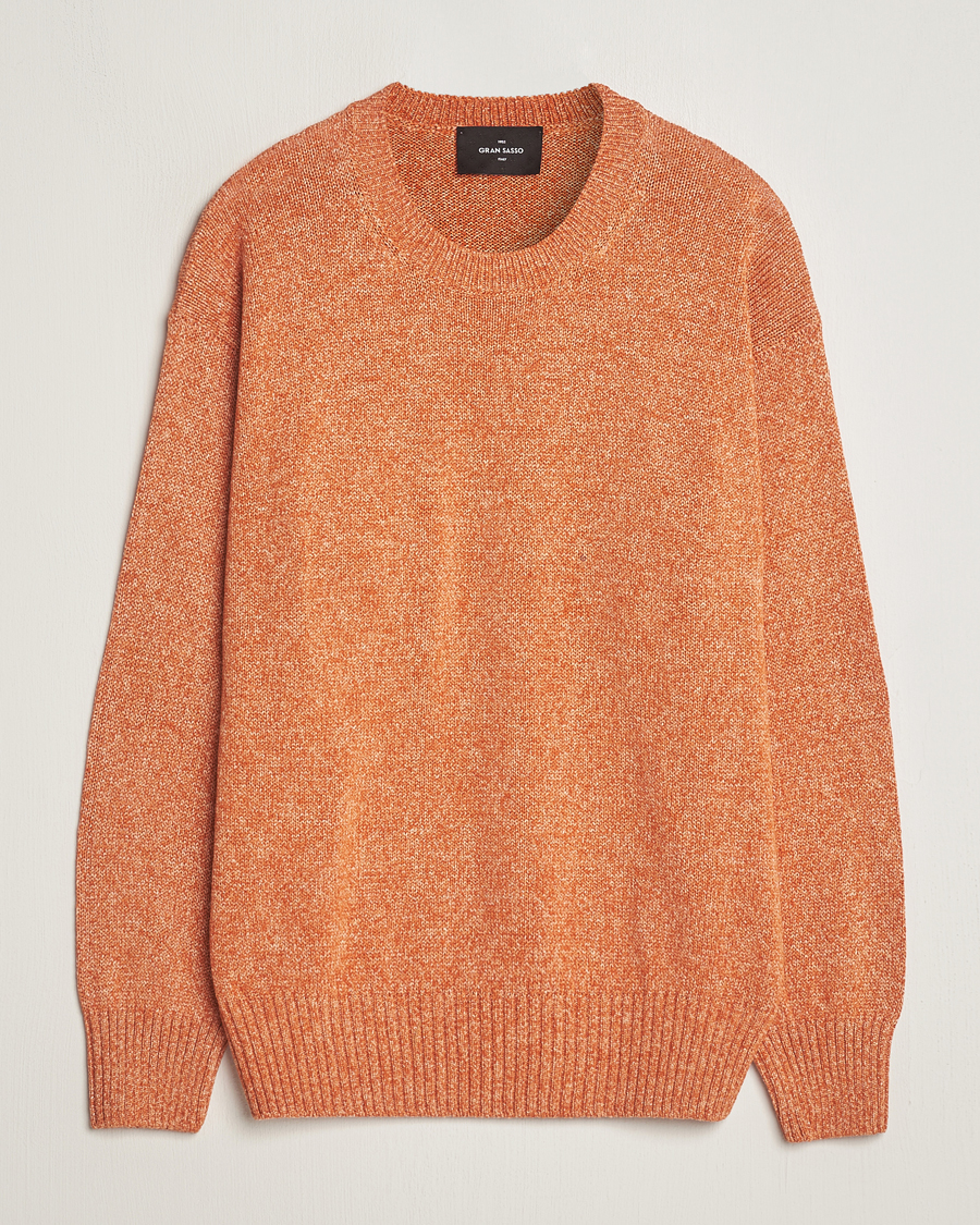 Herren | Pullover | Gran Sasso | Cotton Heavy Knitted Crew Neck Rust Melange