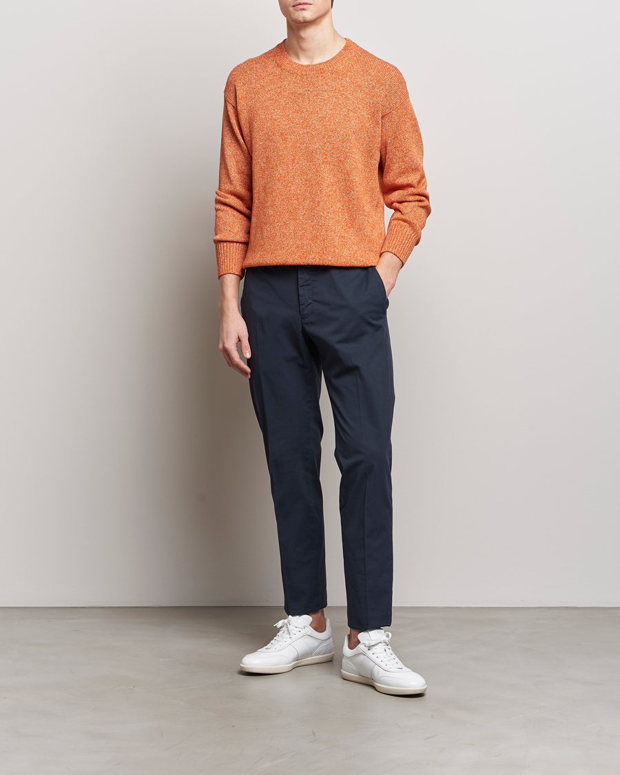 Herren | Pullover | Gran Sasso | Cotton Heavy Knitted Crew Neck Rust Melange