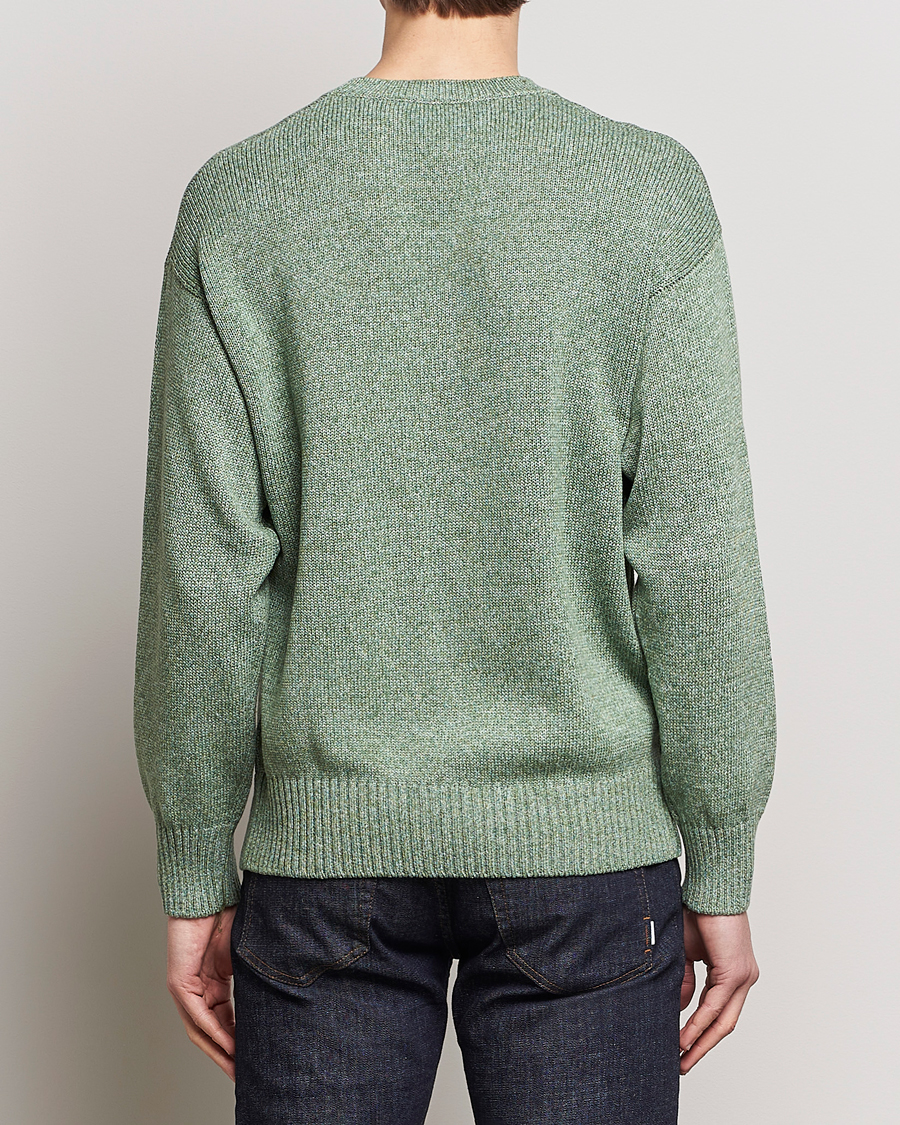 Herren | Pullover | Gran Sasso | Cotton Heavy Knitted Crew Neck Green Melange