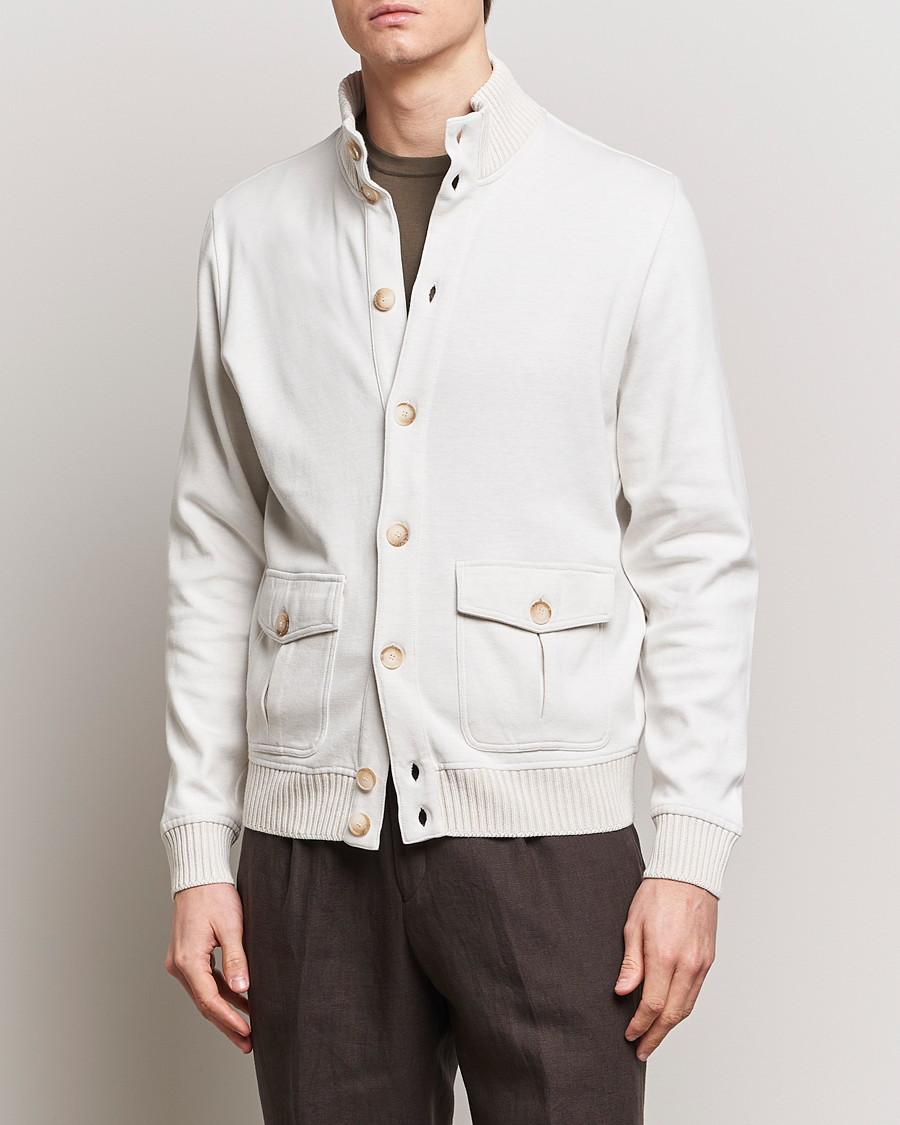 Herren | Stilvolle Jacken | Gran Sasso | Cotton Pocket Bomber Jacket Cream