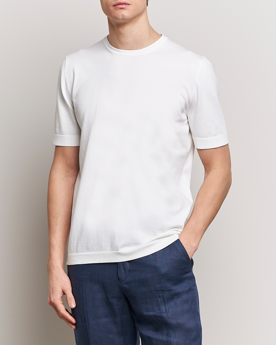 Herren |  | Gran Sasso | Cotton Knitted Crew Neck T-Shirt White