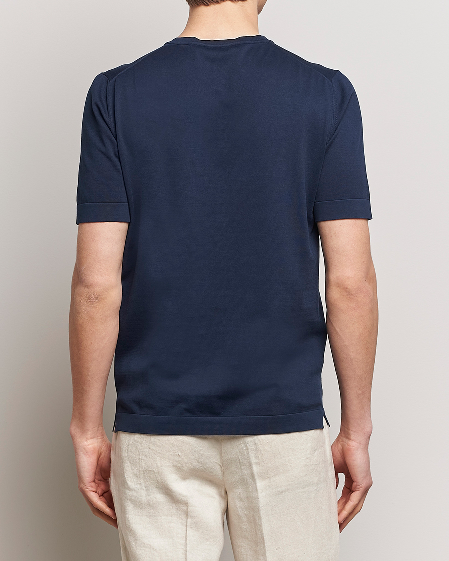 Herren | T-Shirts | Gran Sasso | Cotton Knitted Crew Neck T-Shirt Navy