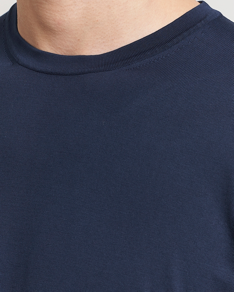 Herren | T-Shirts | Gran Sasso | Cotton Knitted Crew Neck T-Shirt Navy