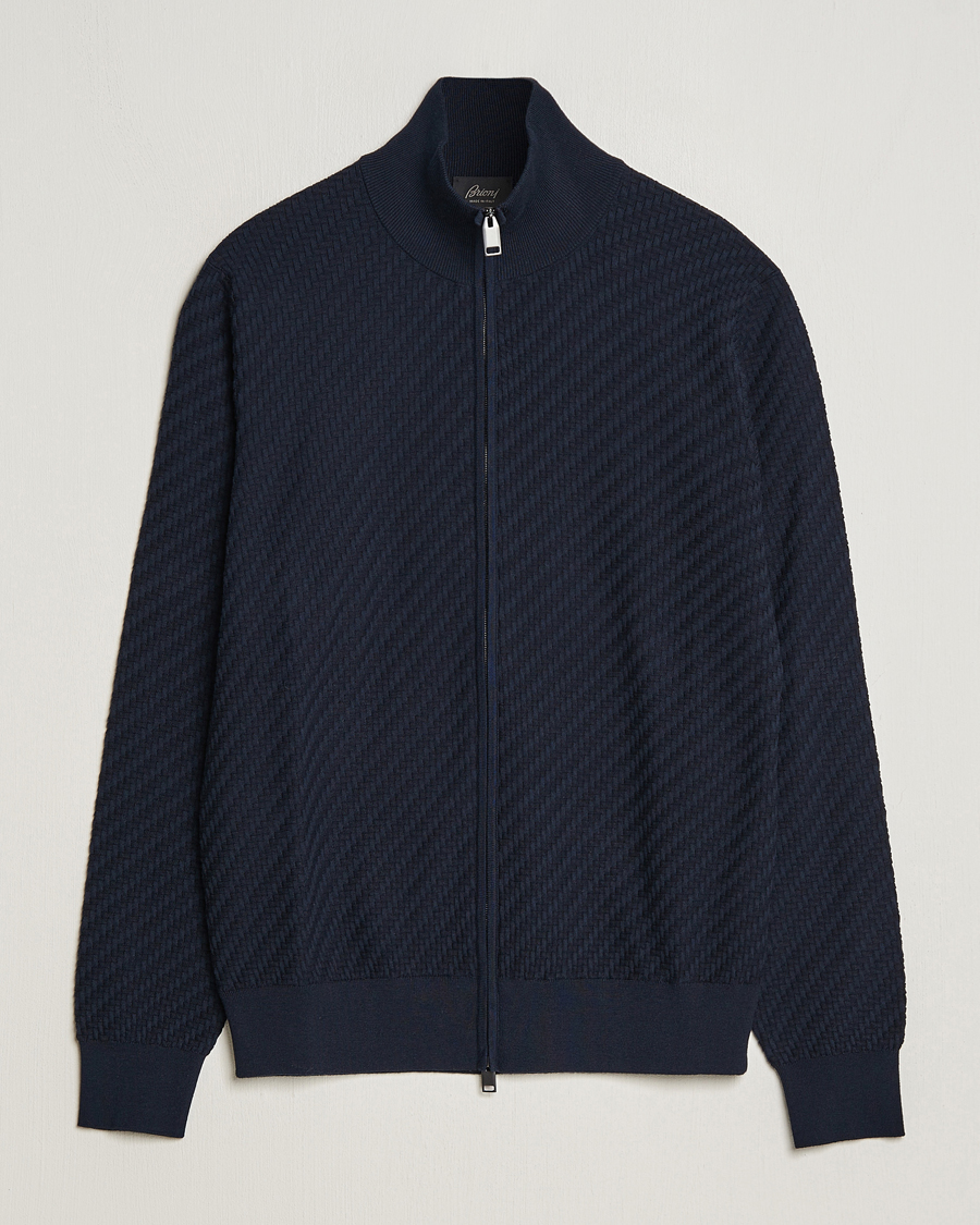 Herren | Pullover | Brioni | Cashmere/Silk Blend Full Zip Navy