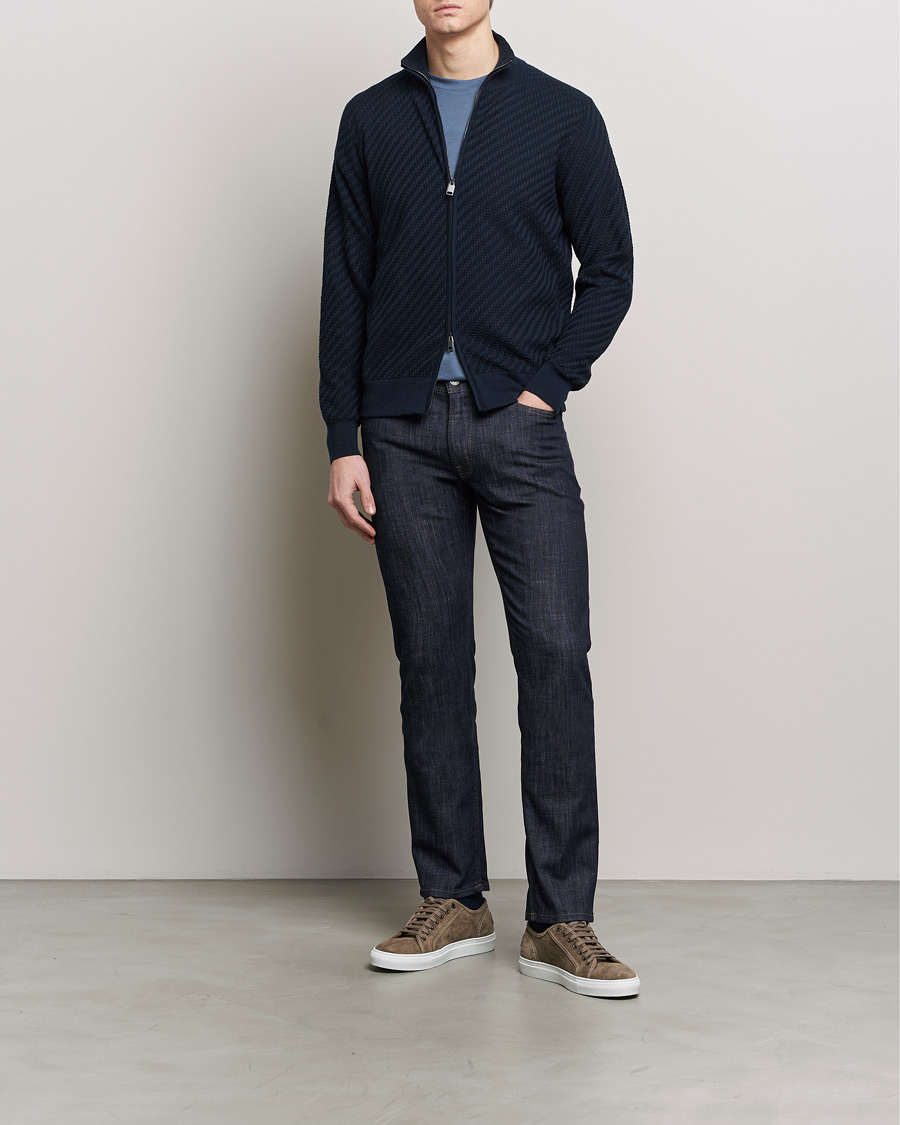 Herren | Pullover | Brioni | Cashmere/Silk Blend Full Zip Navy