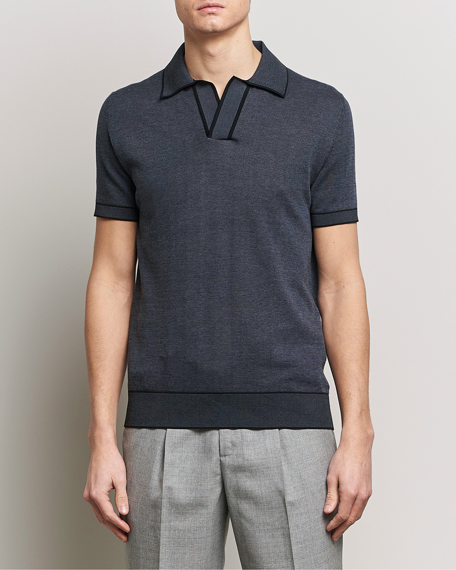 Herren | Kurzarm-Poloshirts | Brioni | Soft Cotton Polo  Navy