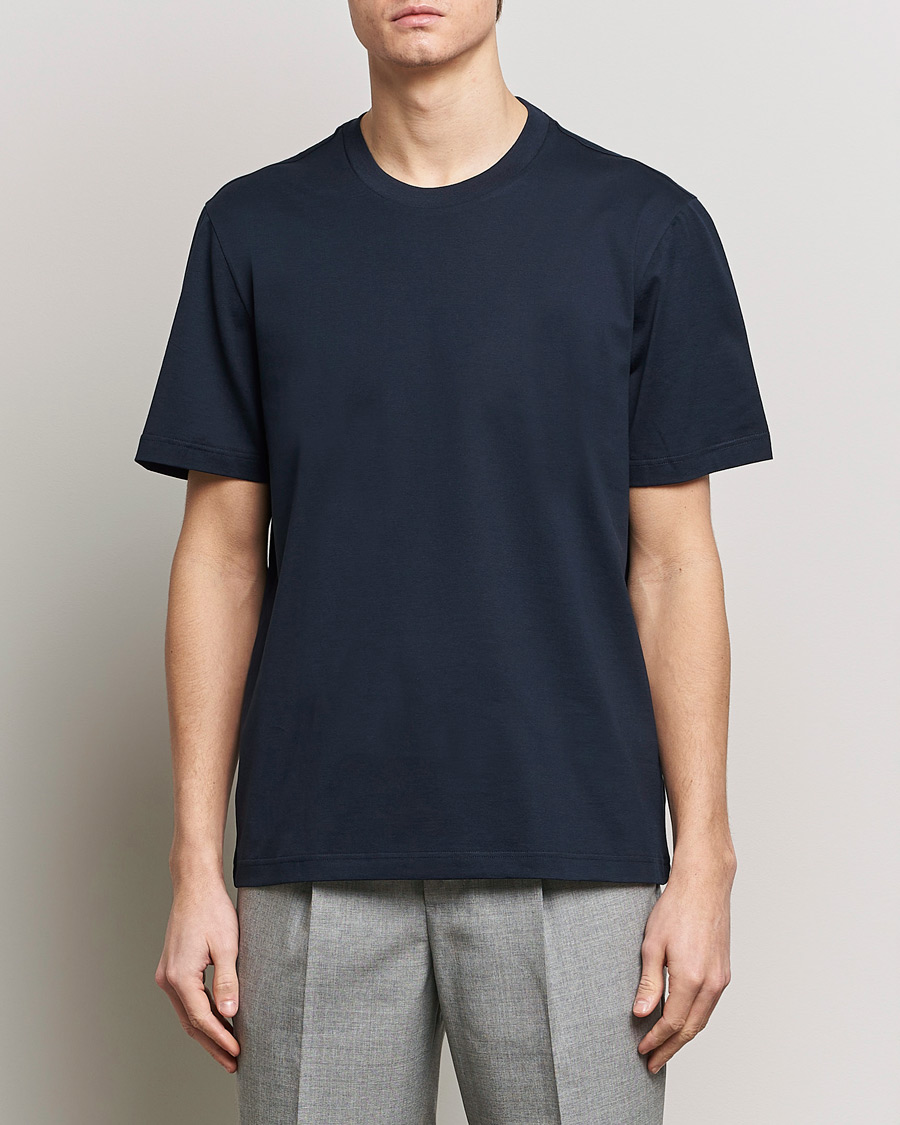 Herren | Luxury Brands | Brioni | Short Sleeve Cotton T-Shirt Navy