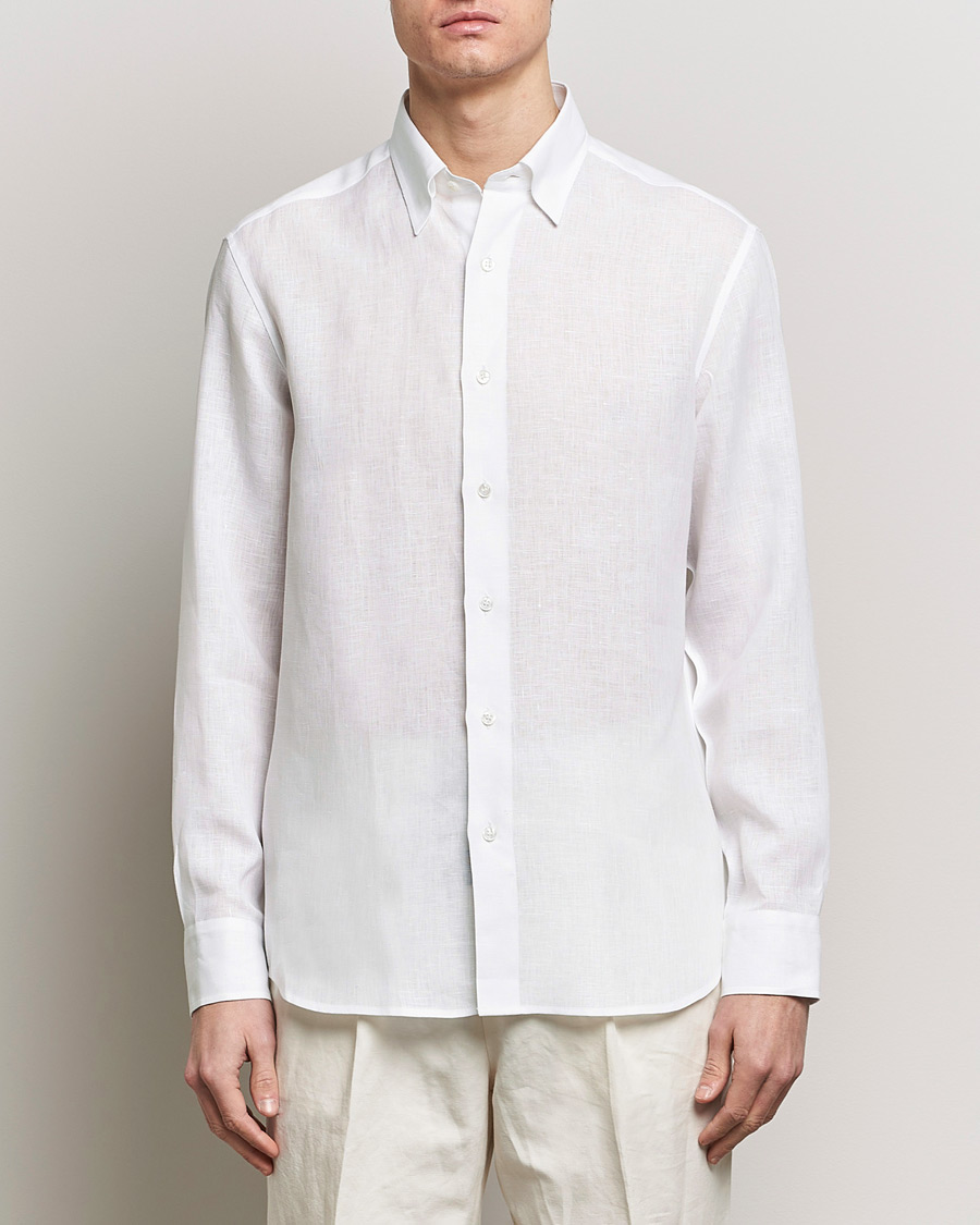 Herren | Quiet Luxury | Brioni | Linen Sport Shirt White