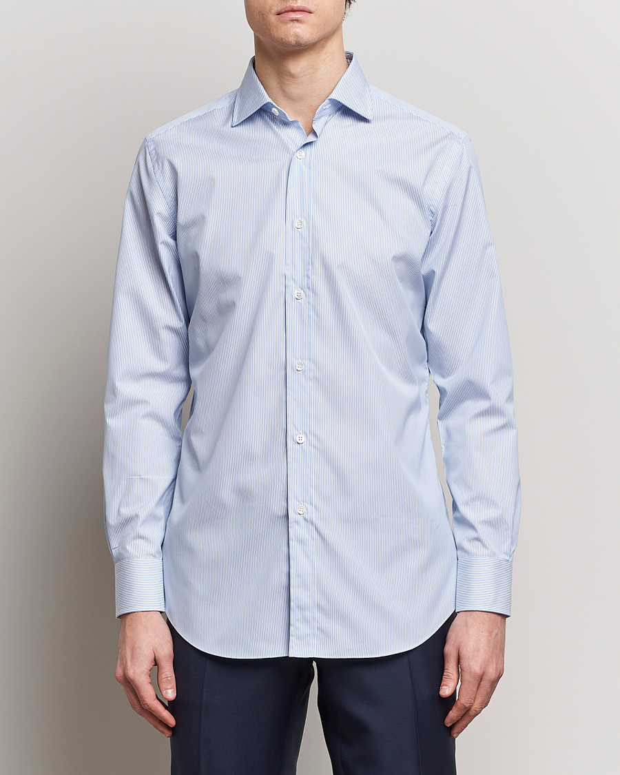 Herren | Hemden | Brioni | Slim Fit Dress Shirt Light Blue Stripe