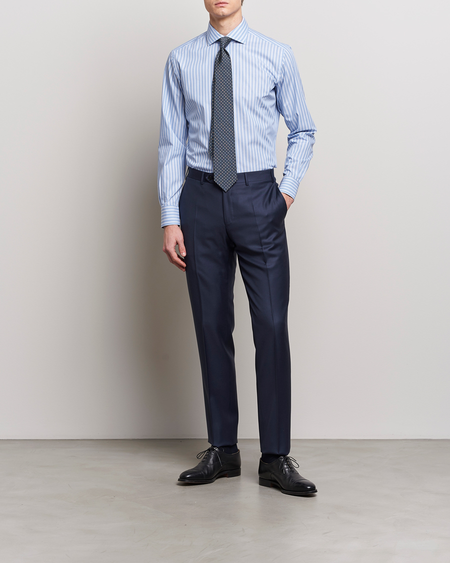 Herren | Luxury Brands | Brioni | Slim Fit Dress Shirt Blue Stripe