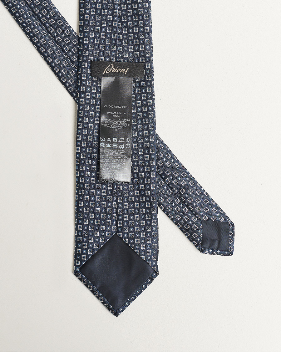 Herren | Brioni Medallion Silk Tie Navy | Brioni | Medallion Silk Tie Navy