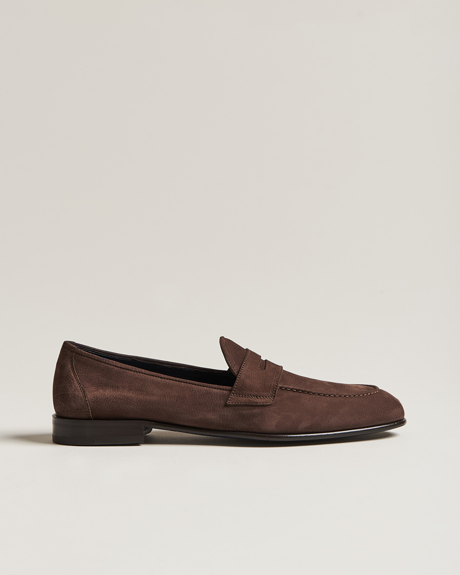 Herren | Brioni Penny Loafers Dark Brown Nubuck | Brioni | Penny Loafers Dark Brown Nubuck